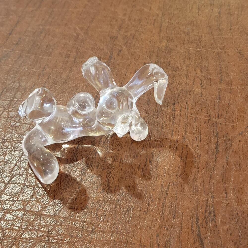 Vintage Princess House Pets Lead Crystal Reclining Laying Bunny Rabbit Figurine